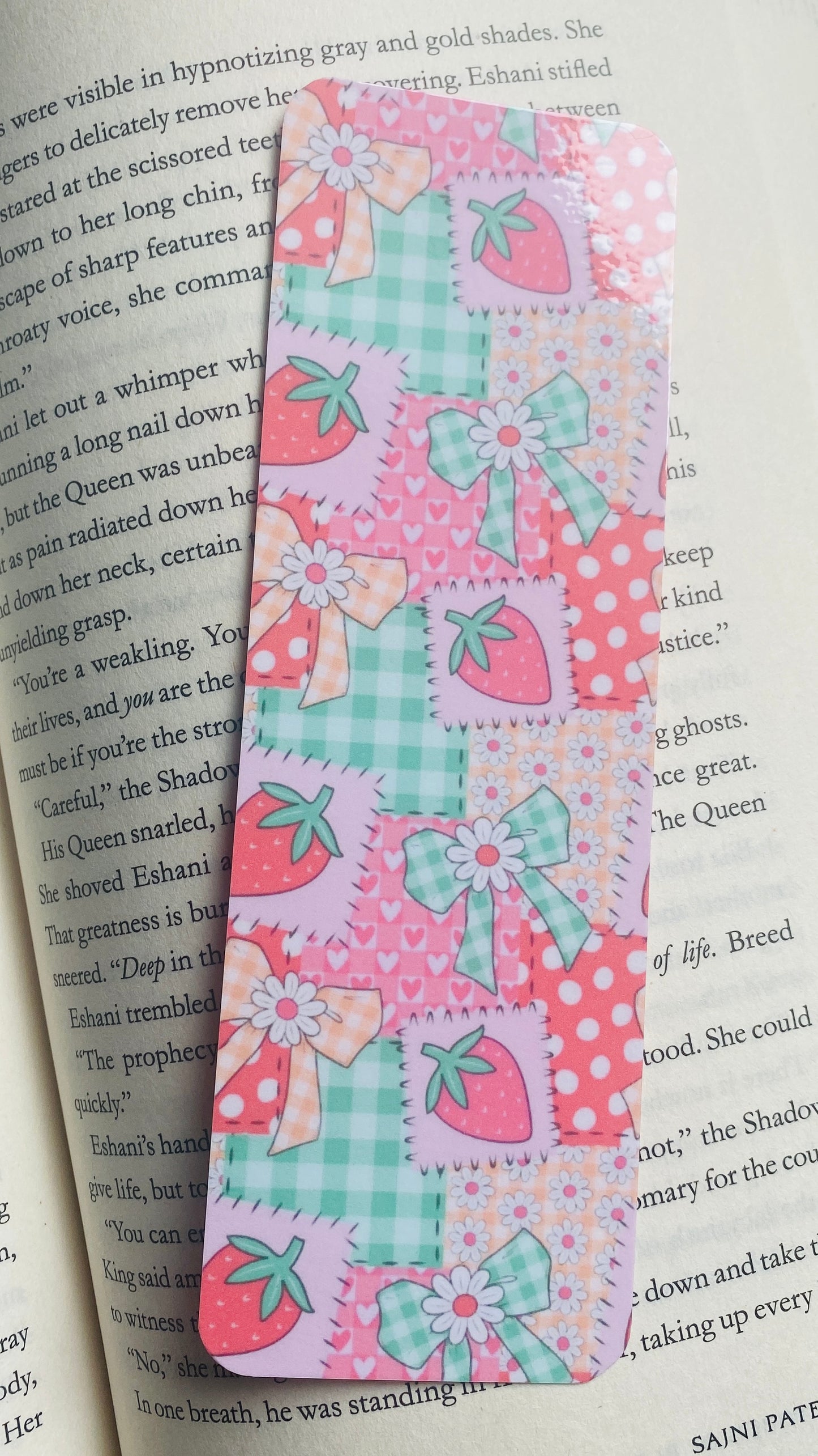 Strawberry Patchwork Bookmark , Sweet & Cozy Bookish Accessory, cottage core