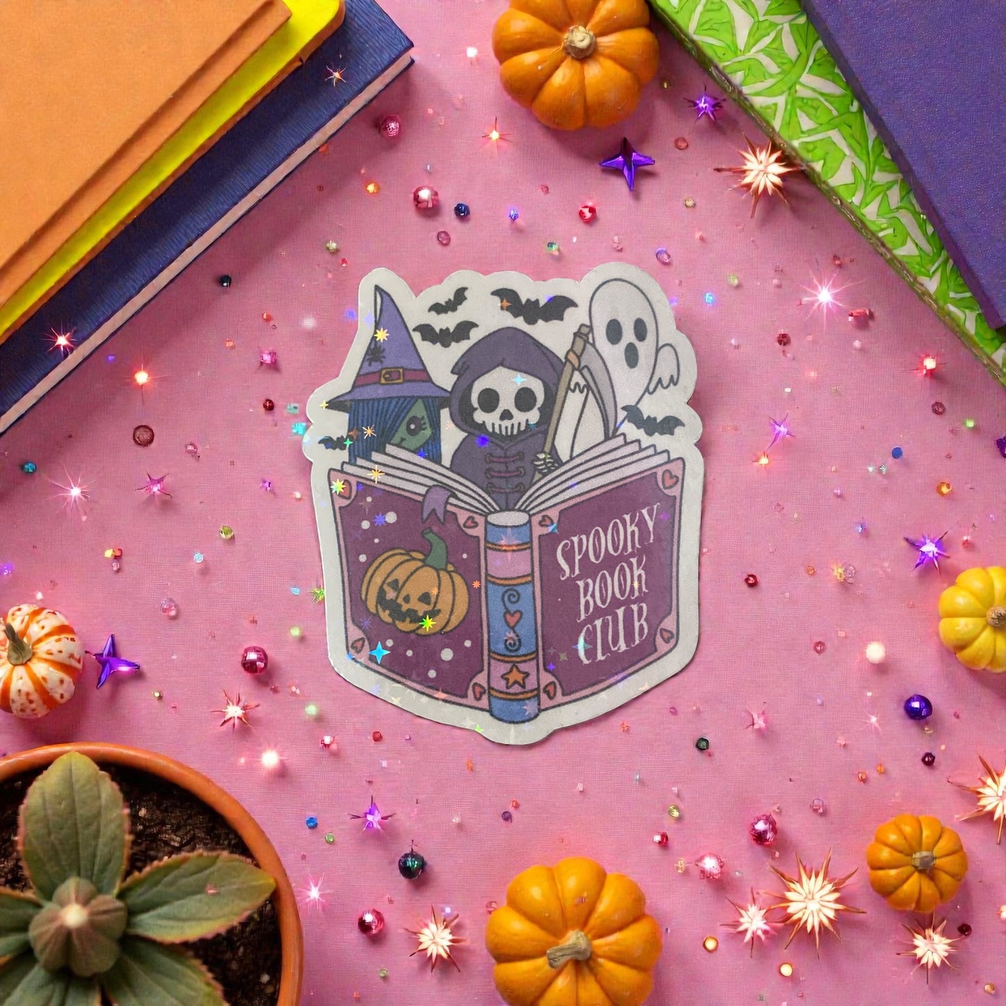 Ghost Spooky book club sticker, Book Reader, Autumn, Fall, Bookworm,Bookish Birthday gift, bookish sticker, Halloween sticker, spooky sticker, ghost sticker