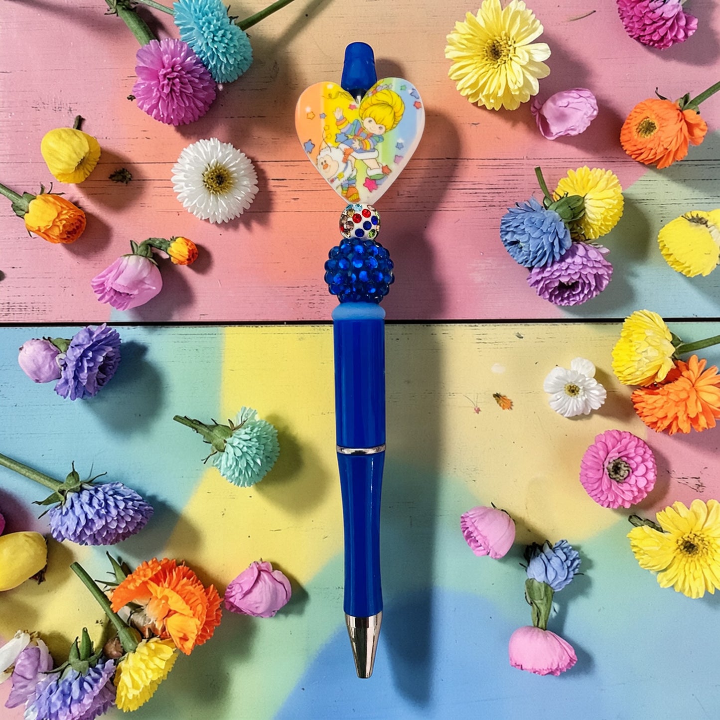 Rainbow Girl & friends beaded pen, tv show merchandise, Birthday gift for sister, cartoon character gift ideas, tv show fan art, Brite Girl