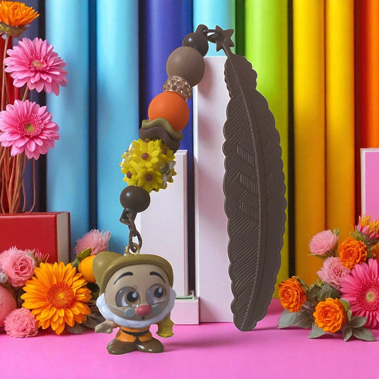 Doc Charm Bookmark, Beaded, Yellow, Flower, Book lover, Bookish merch, 7 dwarfs