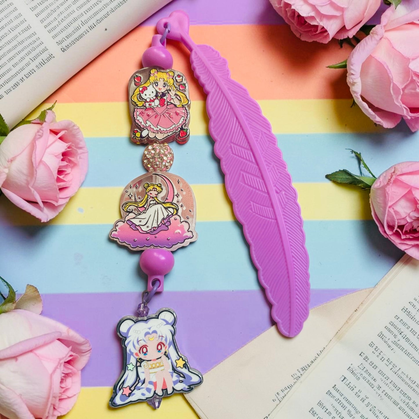 Sailor Moon, Usagi, Moonie, Beaded Charm bookmark (Copy)