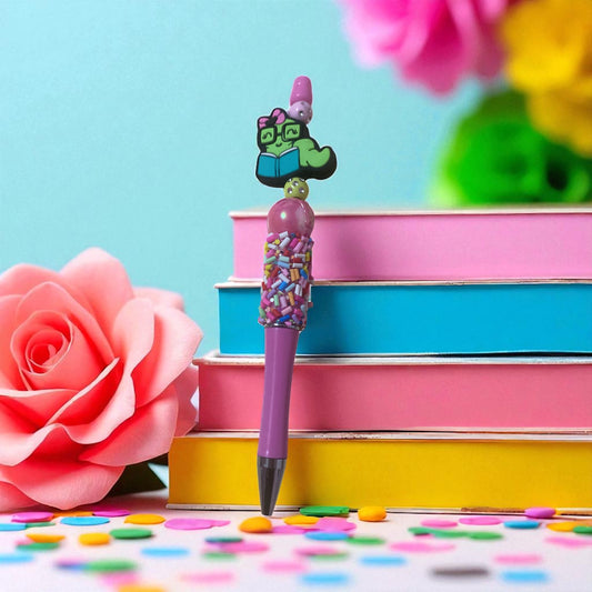 Bookworm Sprinkle Pen, sprinkle, beaded