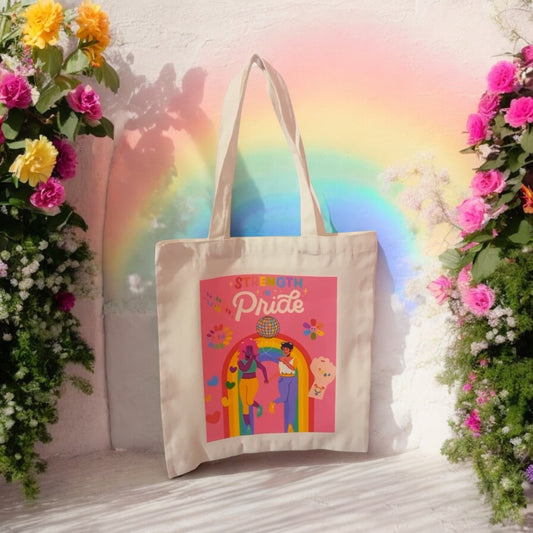 Gay pride Tote Bag, colourful tote, reusable bag, grocery bag, canvas bag, floral bag, LGTQB, lesbian couple