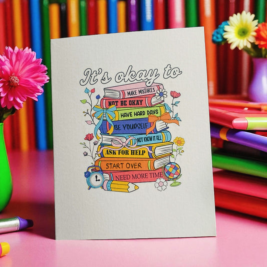 It’s ok to make mistakes, Strong Women Cards, Cards for sister, mother, best friend, Aunt, Teacher, Women Empowerment, Women Power, Bookish Mental Health, Affirmation