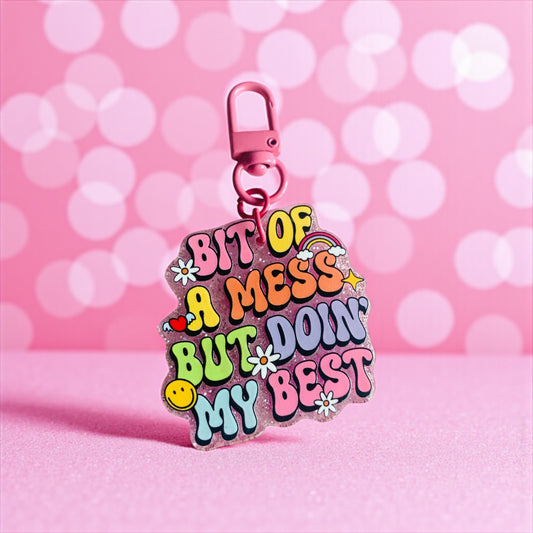 Bit of a mess but doing my best Key chain charm,purse tag & friends, Reading, junk journaling, keychain, bookmark, 80s, 90s, vintage era, nostalgia,self love, best friend, keychain, purse charm, mental health, self care