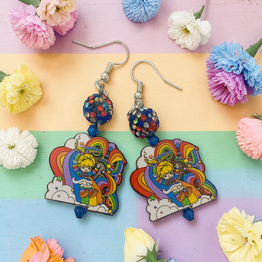Rainbow Brite & friends earrings, tv show merchandise, Birthday gift for sister, cartoon character gift ideas, tv show fan art