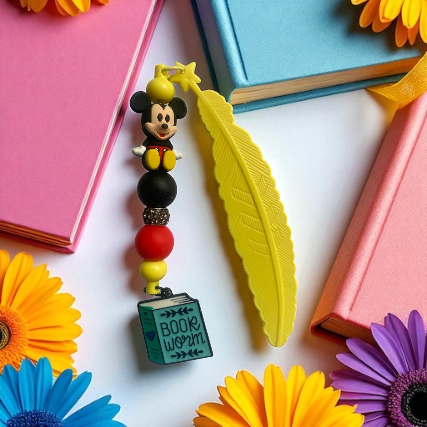 Mickey Beaded Mouse Bookmark Charm Yellow
