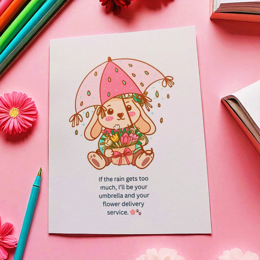 I’m here for you card, Mental Health, Strong Women  Cards, Cards for sister, mother, best friend, Aunt, Teacher, Women Empowerment, Women Power, Affirmation, cute bunny