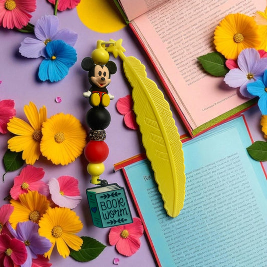 Mickey Beaded Mouse Bookmark Charm Yellow