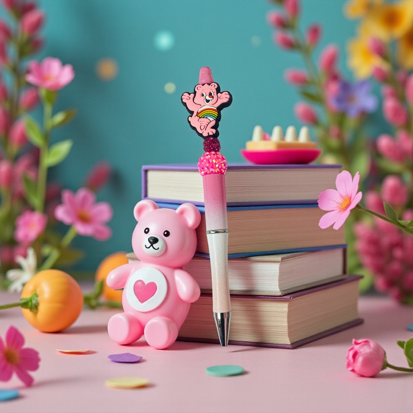 Rainbow Bear Sprinkle Pen, Care, Pink Bear,