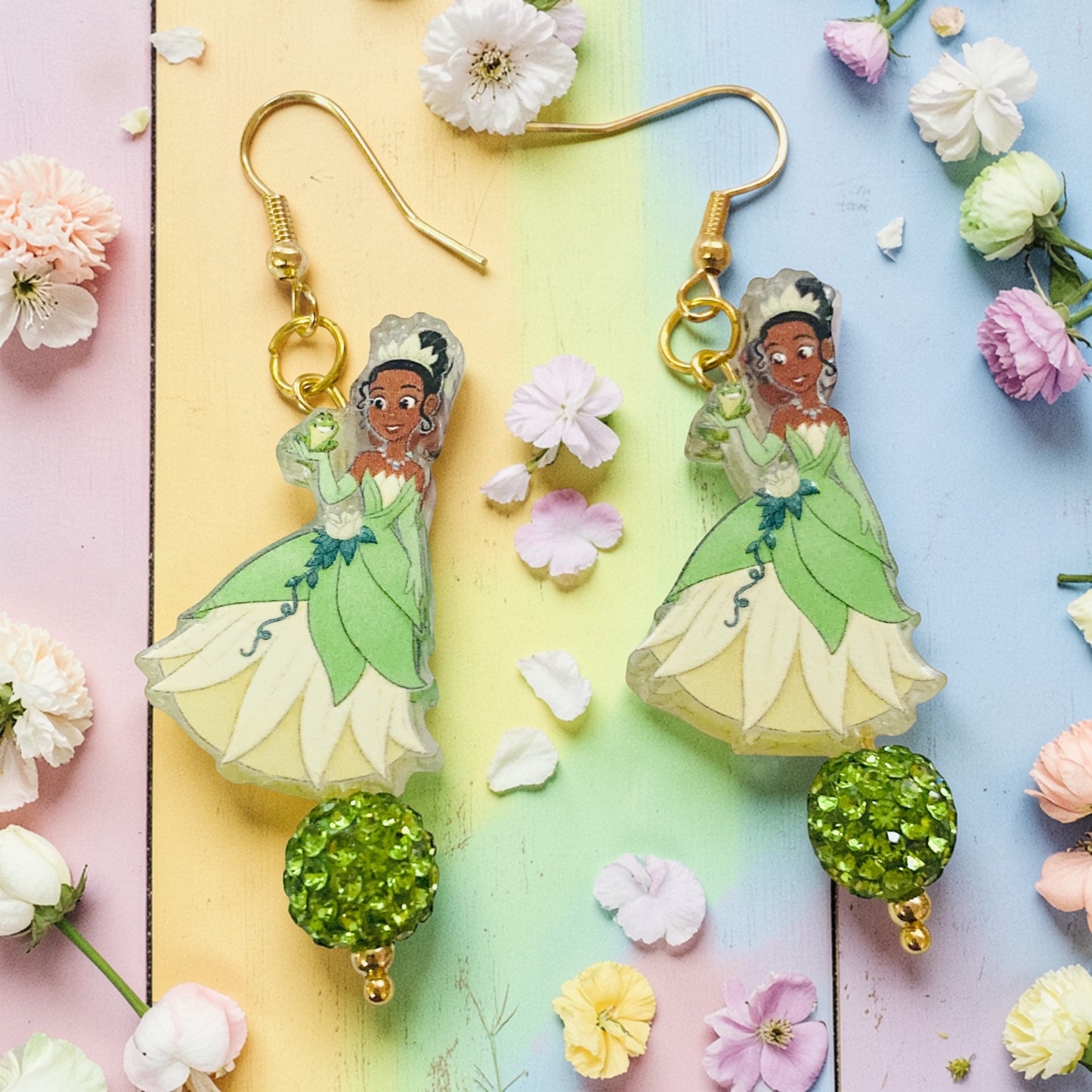 Princess earrings, Tianna, Princess and the Frog, Fairytale Princess, POC Princess, Black Princess, Brown princess