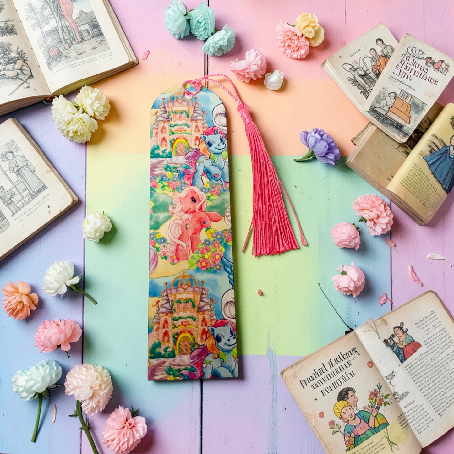 MLP Bookmark, Rainbow Pony,pink Tassels Bookmarks, Colourful Ponies bookmark, My Little Pony