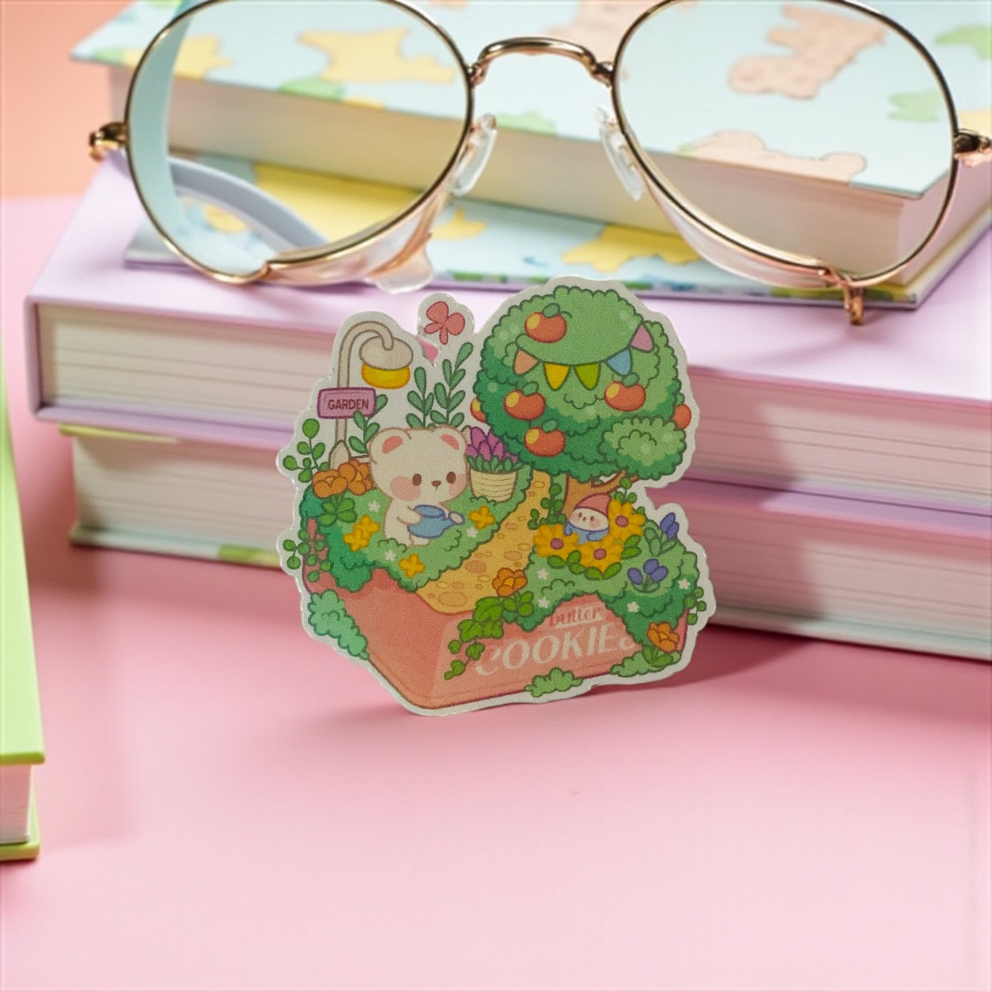 Cute kawaii bear cherry garden sticker