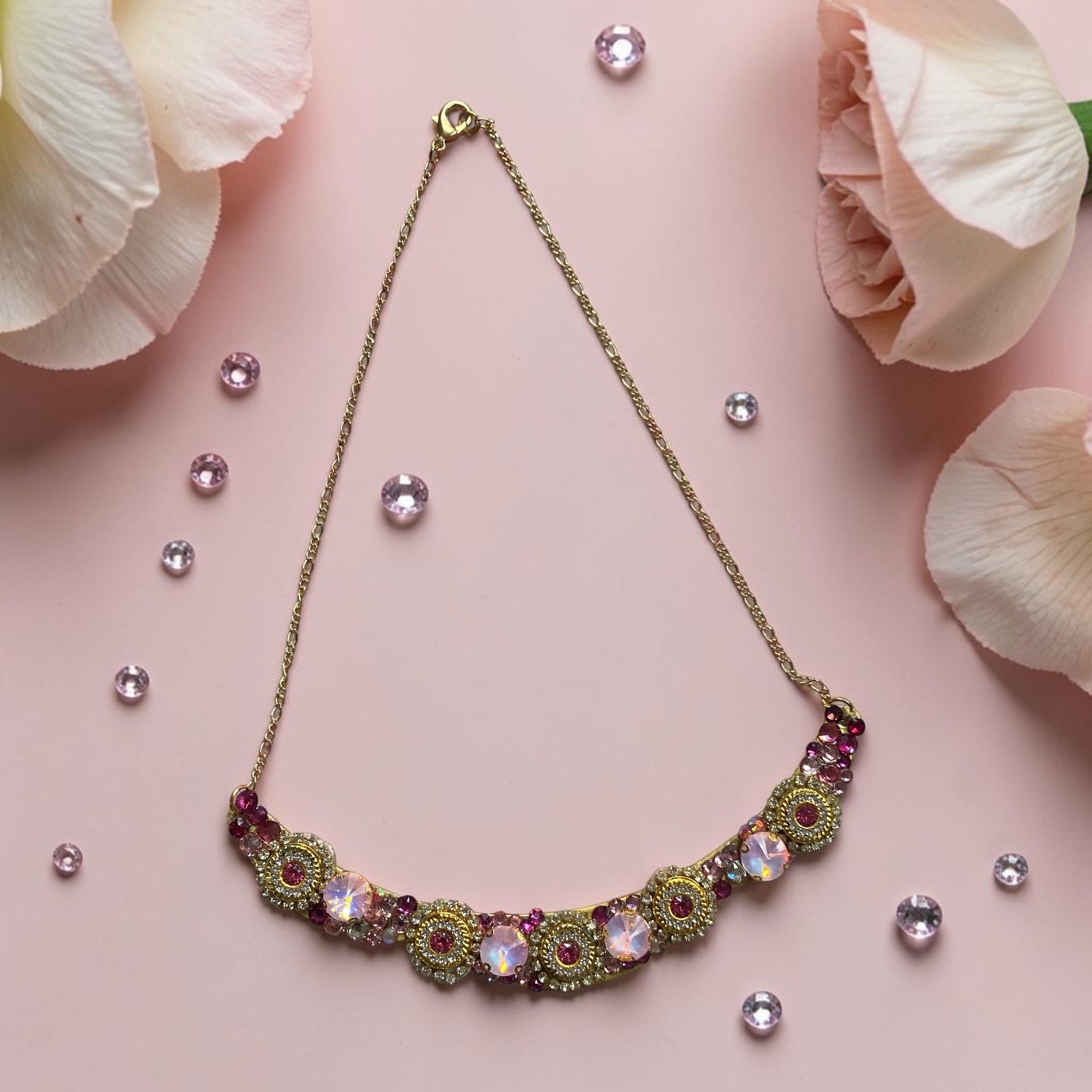 Pink Precious Crystal Rhinestone Necklace