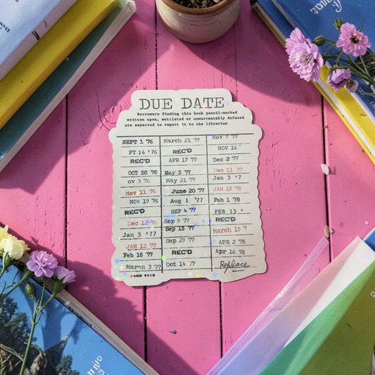 Library Card Due Date Sticker