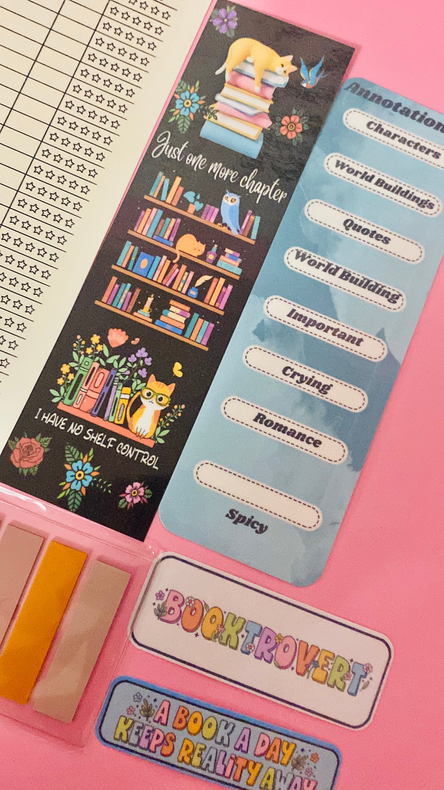 Annotation kit, Cat bookmarks, Annotation bookmark kit,stickers, booktrovert, bookish