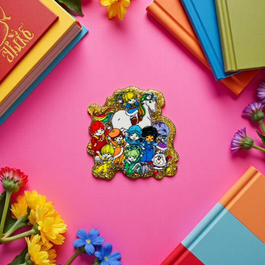 Rainbow Girl & Friends Fridge Magnet, Magnet Wall Board