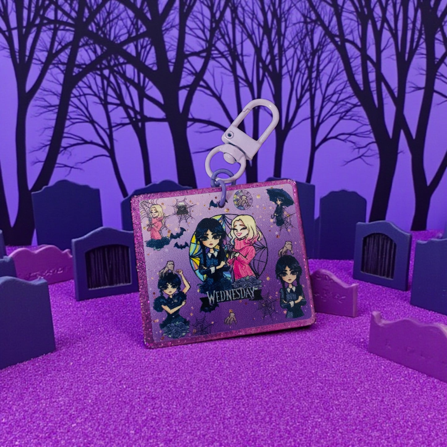 Wednesday Key charm,purse tag & friends, junk journaling, keychain, 80s, 90s, vintage era, nostalgia, Besties, best friend, keychain, tv show