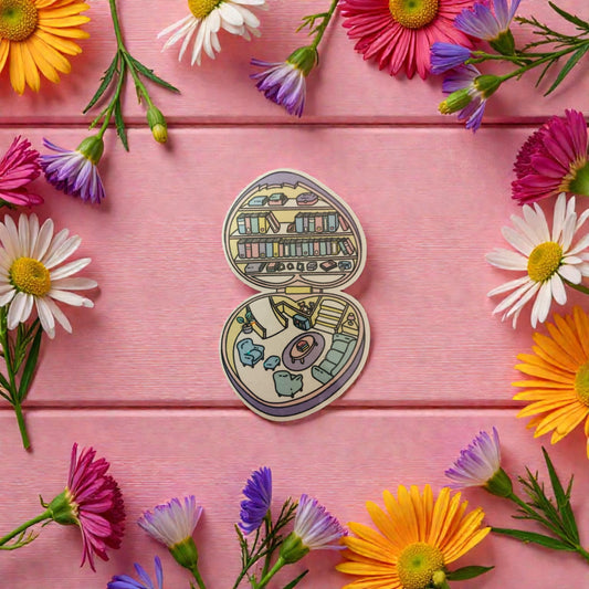 Polly pocket bookish sticker, Bookish sticker, Bookish Merch, Book Library
