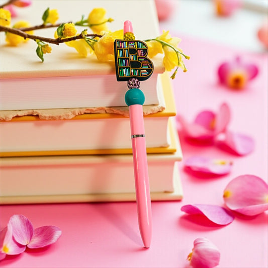 Book shelves beaded Pen, sprinkle, beaded, bookish pen, bookish merch, book lover