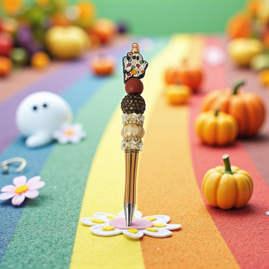Floral ghost beaded pen, cute, floral, Halloween, spooky,  beaded pen