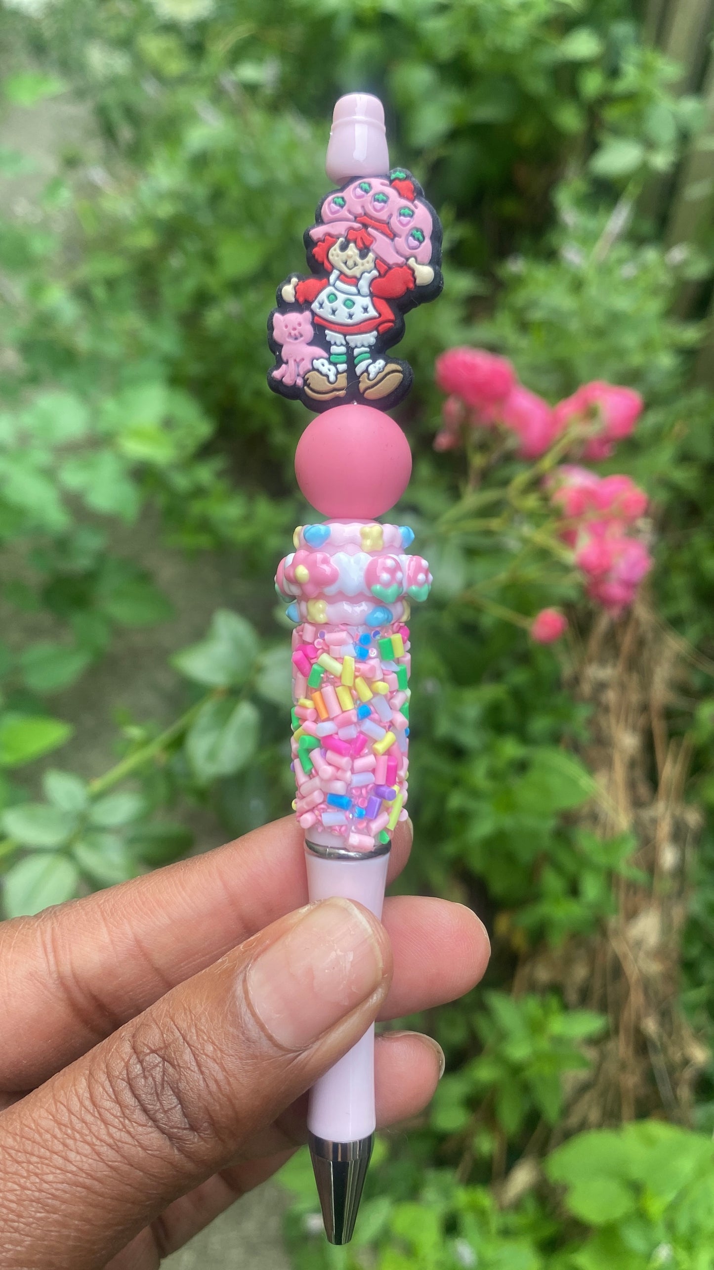 Strawberry Shortcake Beaded Pen Pink