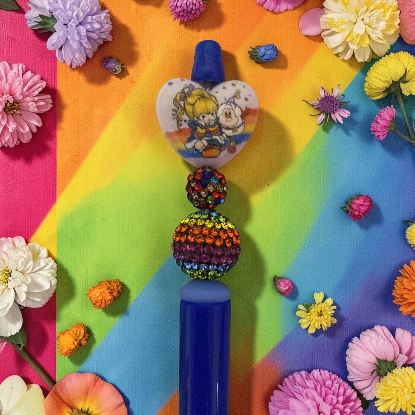 Rainbow Girl & friends beaded pen, tv show merchandise, Birthday gift for sister, cartoon character gift ideas, tv show fan art, Brite Girl