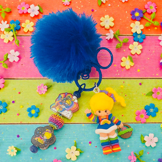 Rainbow Brite Beaded charm key chain, bag charm, friends, Reading, junk journaling, keychain, bookmark, 80s, 90s, vintage era, nostalgia, Besties, best friend, purple