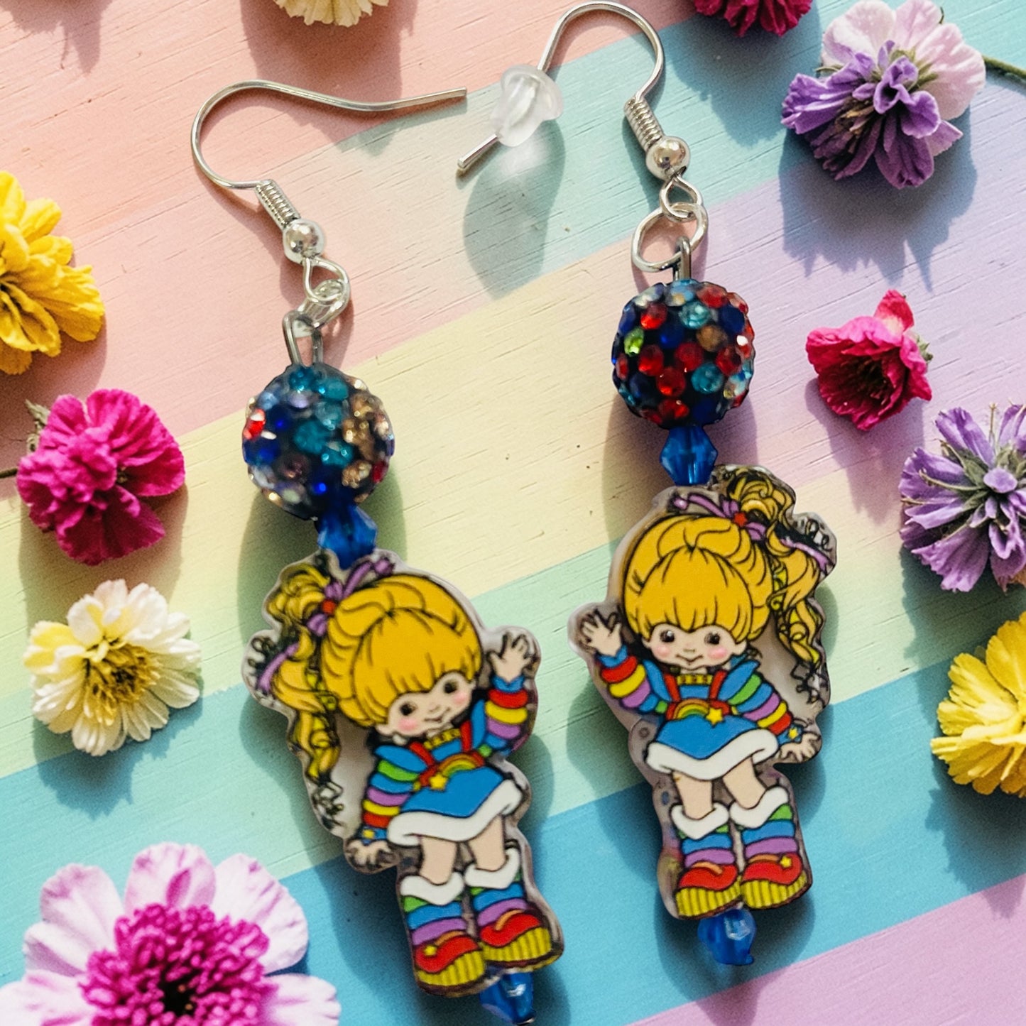 Rainbow Brite & friends earrings, tv show merchandise, Birthday gift for sister, cartoon character gift ideas, tv show fan art