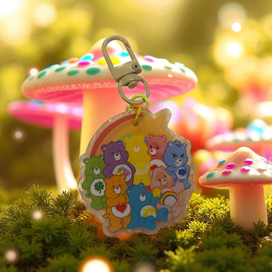 Care Bear charm key chain, purse tag & friends, Reading, junk journaling, keychain, bookmark, 80s, 90s, vintage era, nostalgia, Besties, best friend,