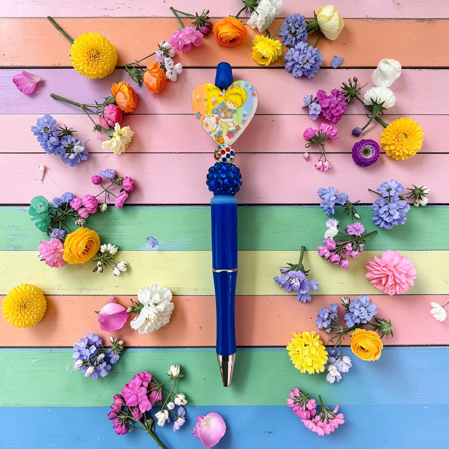 Rainbow Girl & friends beaded pen, tv show merchandise, Birthday gift for sister, cartoon character gift ideas, tv show fan art, Brite Girl