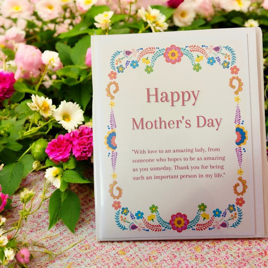 Mothers Day Card, flower card, floral cards, pink, rainbow, colourful