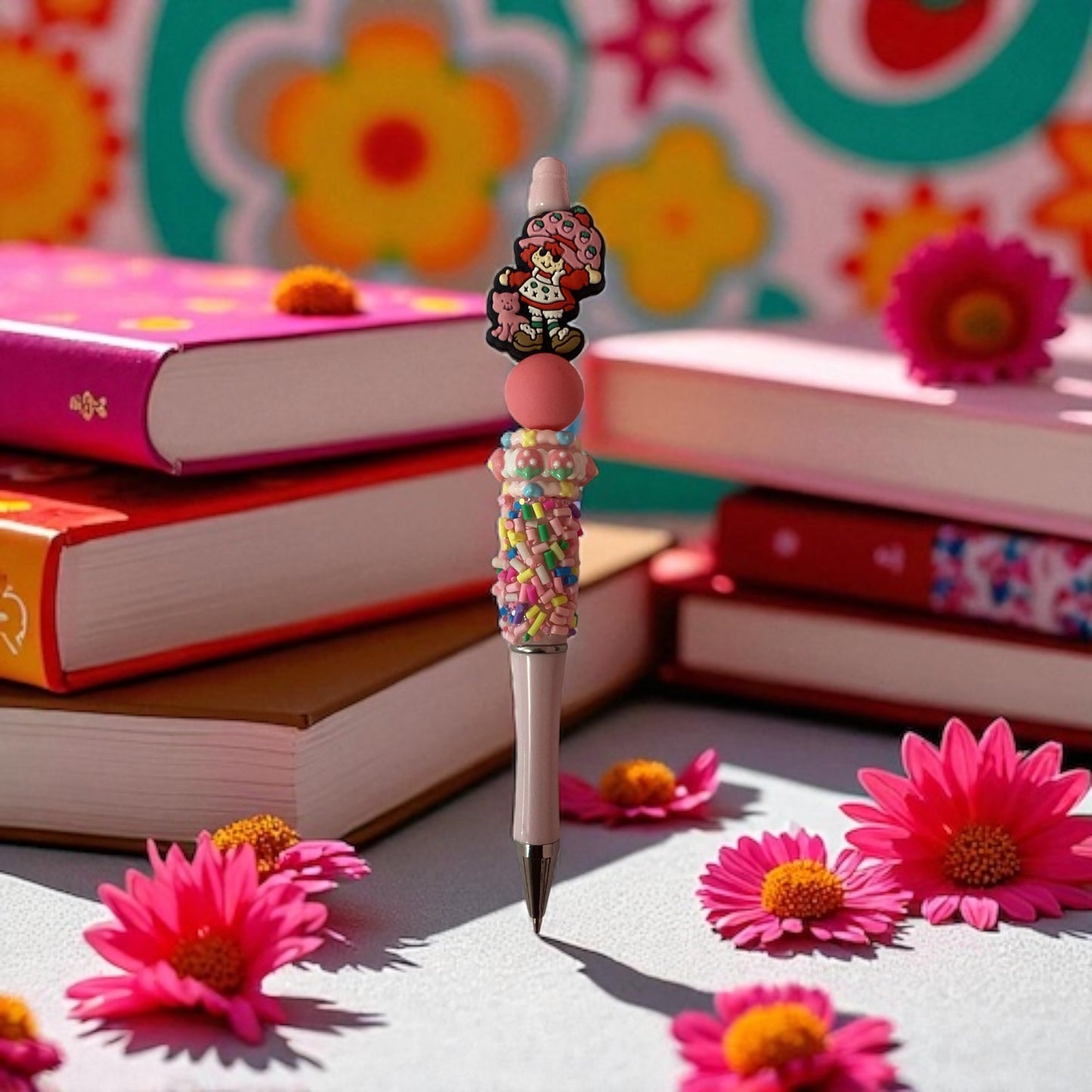 Strawberry Shortcake Beaded Pen Pink