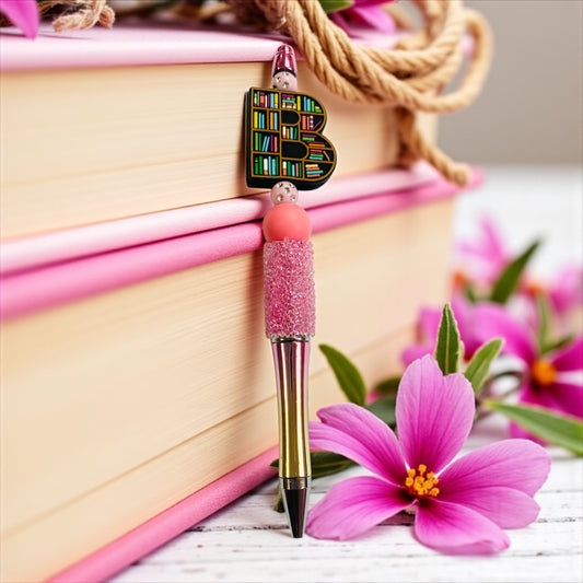 Book shelves beaded Pen, sprinkle, beaded, bookish pen, bookish merch, book lover