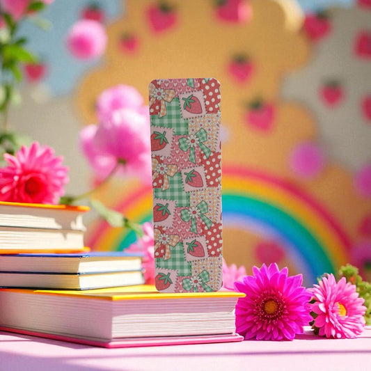 Strawberry Patchwork Bookmark , Sweet & Cozy Bookish Accessory, cottage core